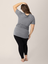 Load image into Gallery viewer, Organic Cotton Skin to Skin Short Sleeve Wrap Top | Charcoal Grey Heather