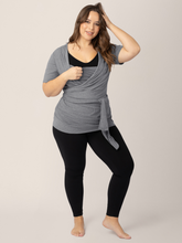 Load image into Gallery viewer, Organic Cotton Skin to Skin Short Sleeve Wrap Top | Charcoal Grey Heather